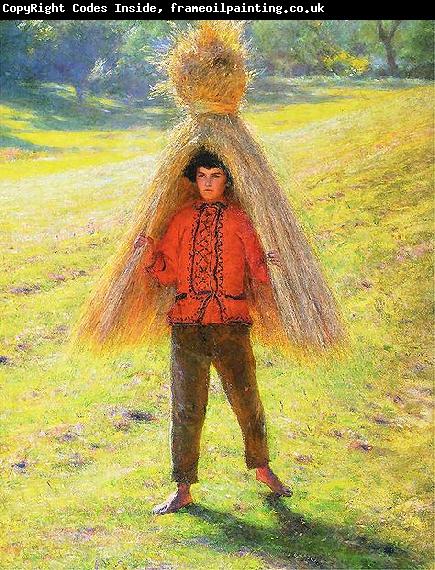 Aleksander Gierymski A boy carrying a sheaf